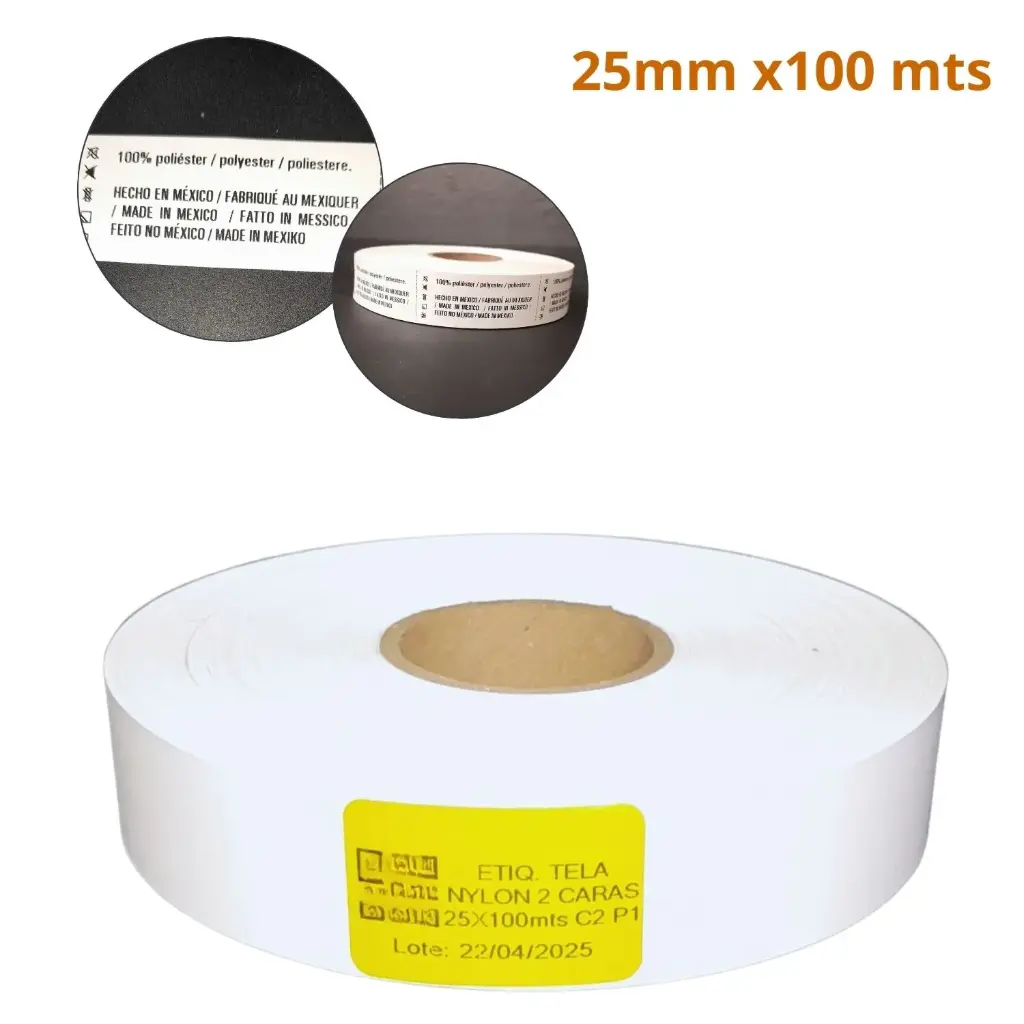[NB1025100N1E1] ROLLO TELA NYLON 2 CARAS BLANCO, MEDIDA 25X100 m. CENTRO 40mm