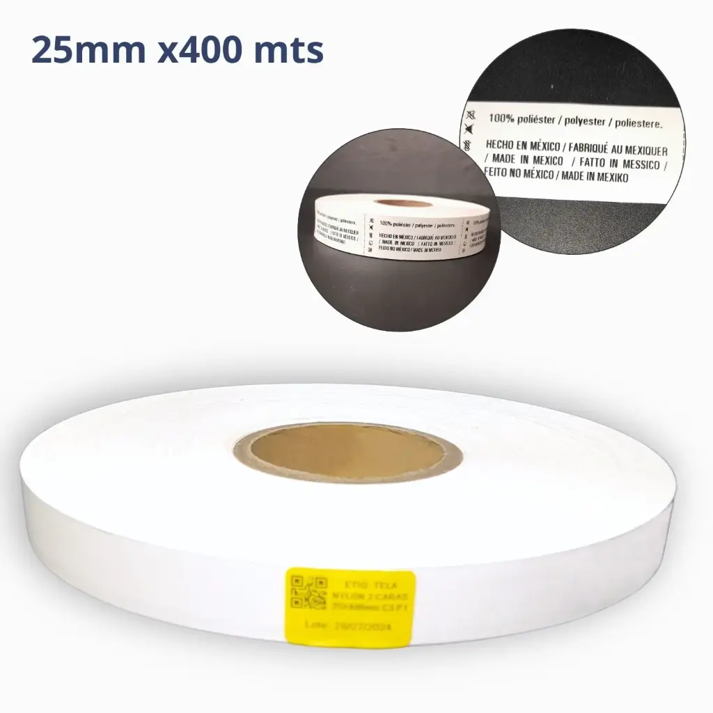 [NB1025400N1Z1] ROLLO TELA NYLON 2 CARAS BLANCO. MEDIDA 25X400 m. CENTRO 3 PULG