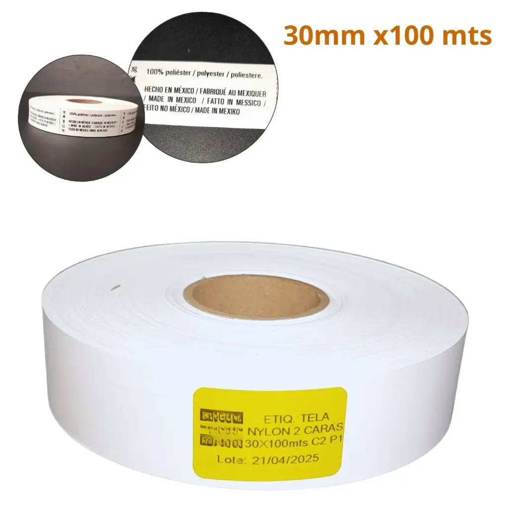 [NB1030100N1E1] ROLLO TELA NYLON 2 CARAS BLANCO. MEDIDA 30X100 m. CENTRO DE 40mm.
