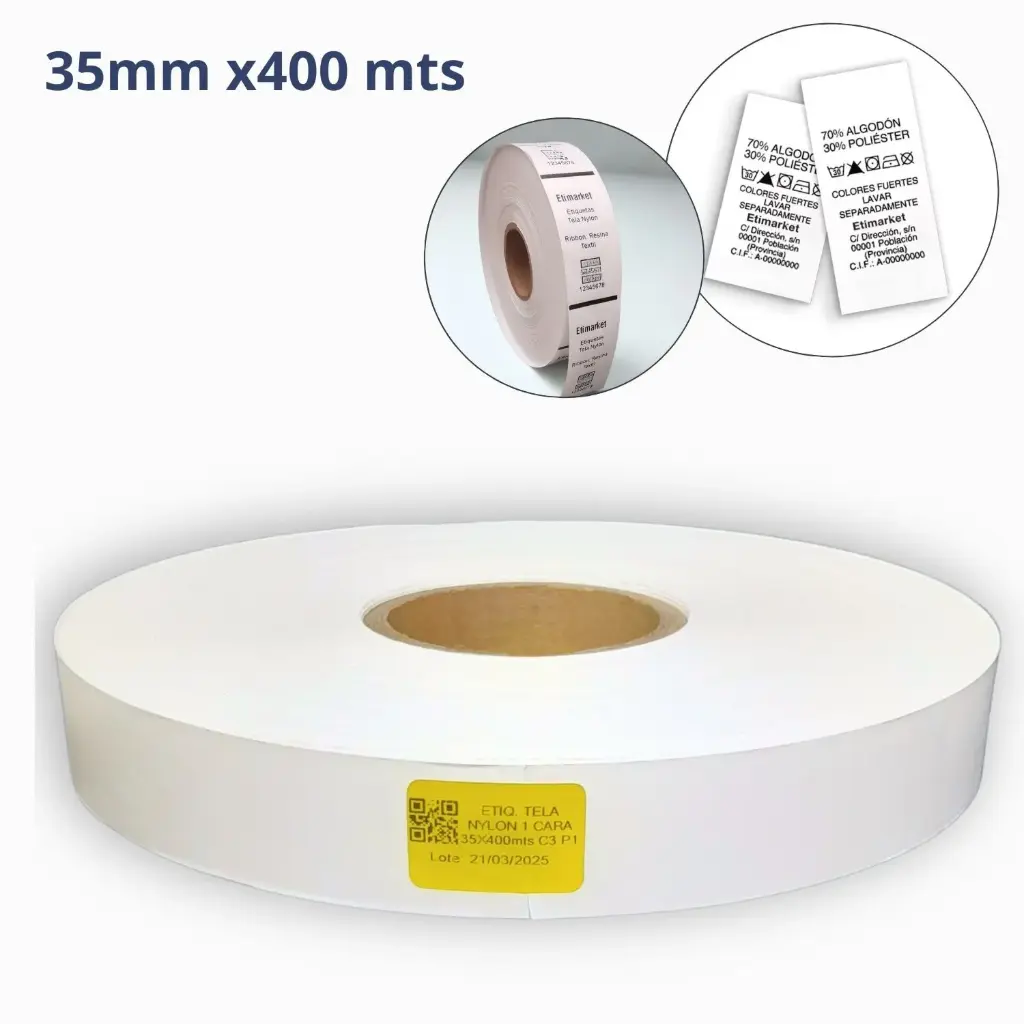 [NB1035400N1Z1] ROLLO TELA NYLON 2 CARAS BLANCO. MEDIDA 35X400 mm. CENTRO 3 PULG.