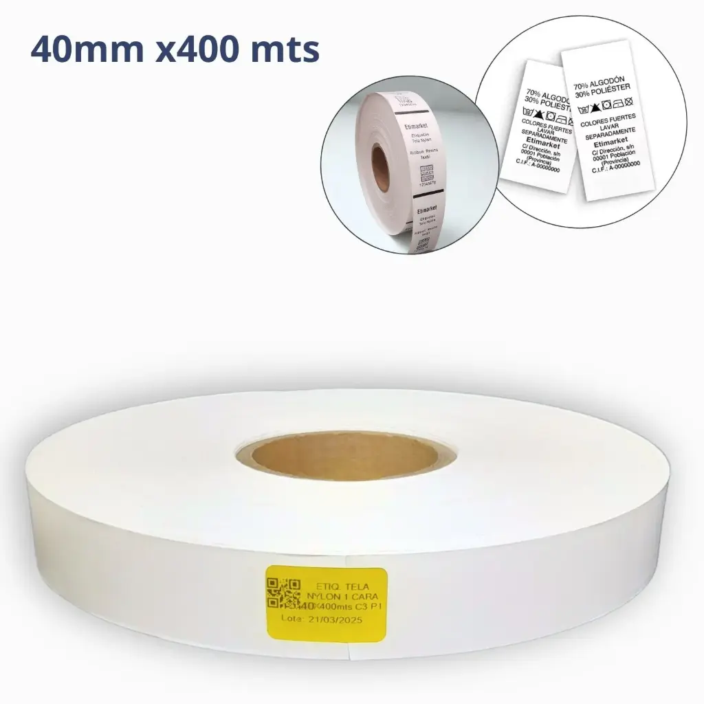 ROLLO DE TELA NYLON BLANCO. MEDIDA 40X400 mts. CENTRO 3 PULG.