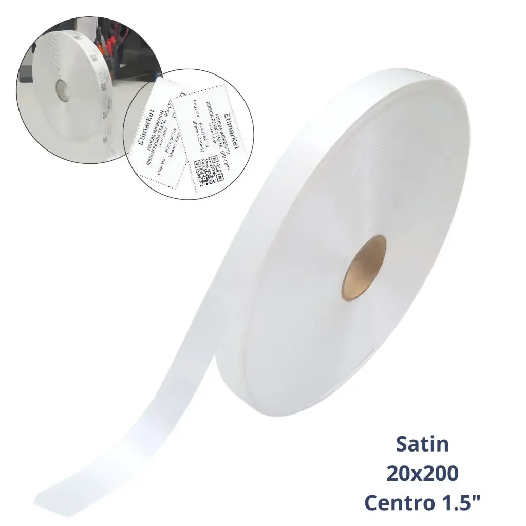 [NC1020200N1E1] ROLLO SATIN BLANCO ORILLA TEJIDA. 1 CARA. MEDIDA 20X200 m. CENTRO DE 40mm.