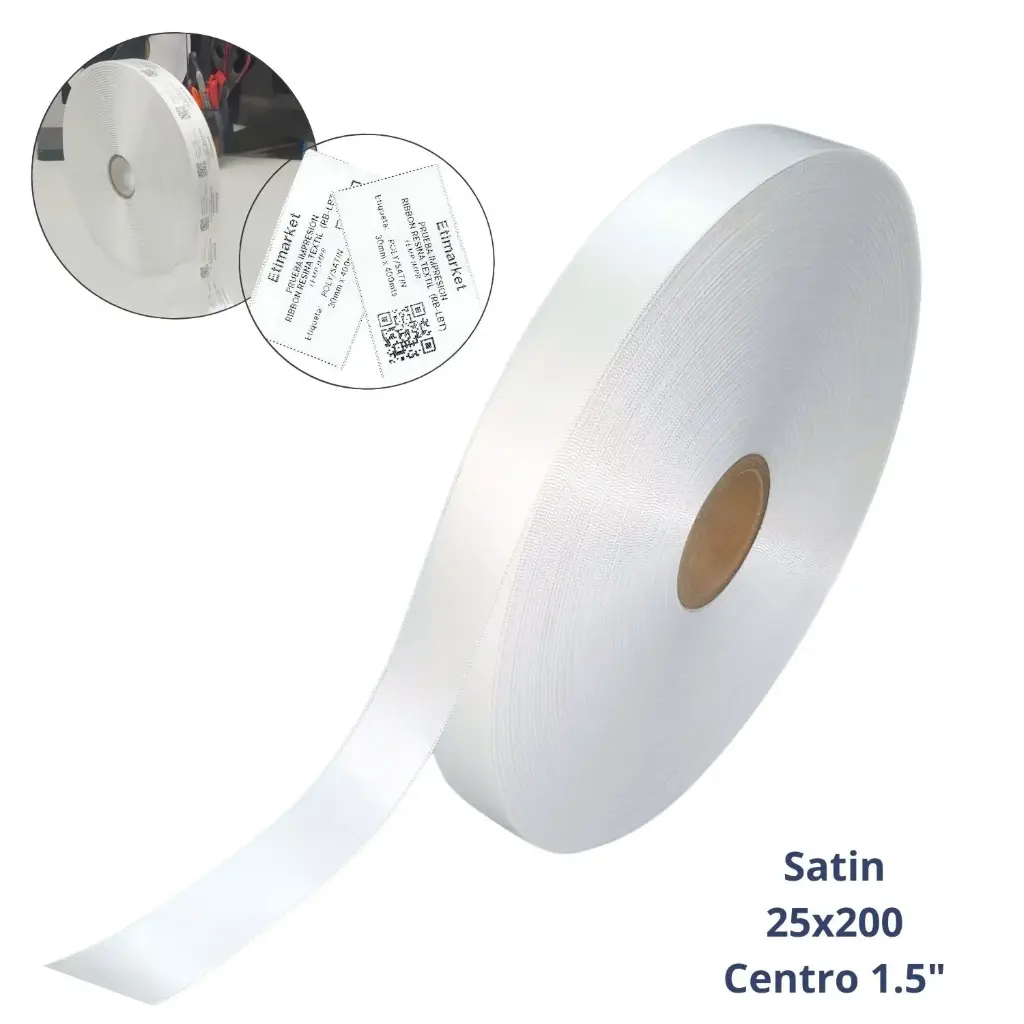 [NC1025200N1Z1] ROLLO SATIN BLANCO ORILLA TEJIDA. 1 CARA. MEDIDA 25X200 m. CENTRO DE 40mm.