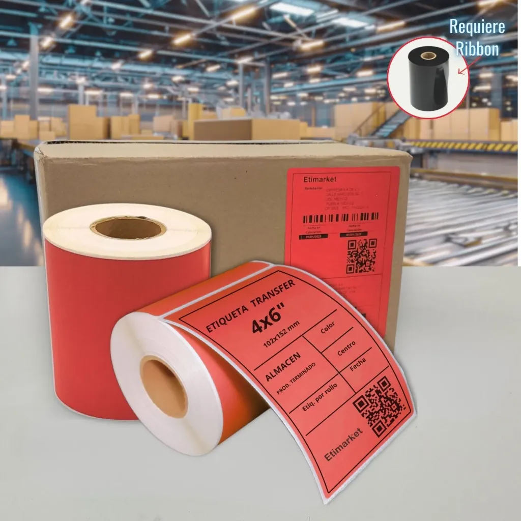 [PA7102152P1E4] ETIQ. TRANSFER 102X152mm ROJO C2 P1 ARC 500 ETIQ.