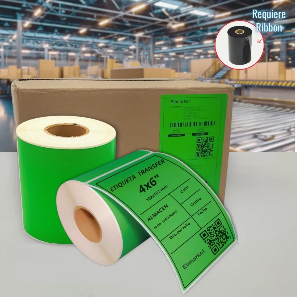 [PA7102152P1E802] ETIQ. TRANSFER 102X152mm VERDE C2 P1 ARC 500 ETIQ.