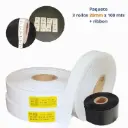 Kit 3 Rollos Etiqueta Textil Nylon 20 mm x 100 m + 1 Ribbon