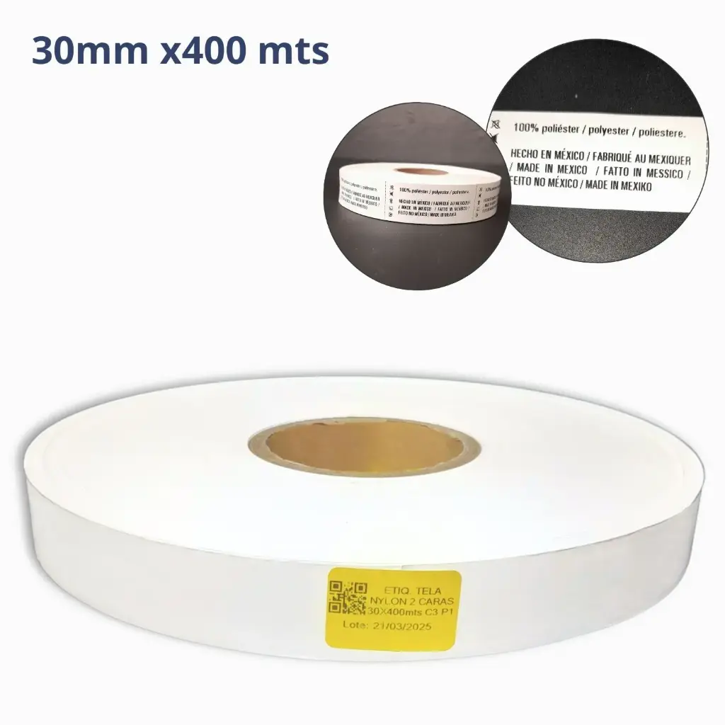 ROLLO DE TELA NYLON BLANCO. MEDIDA 30X400 mts. CENTRO 3 PULG.